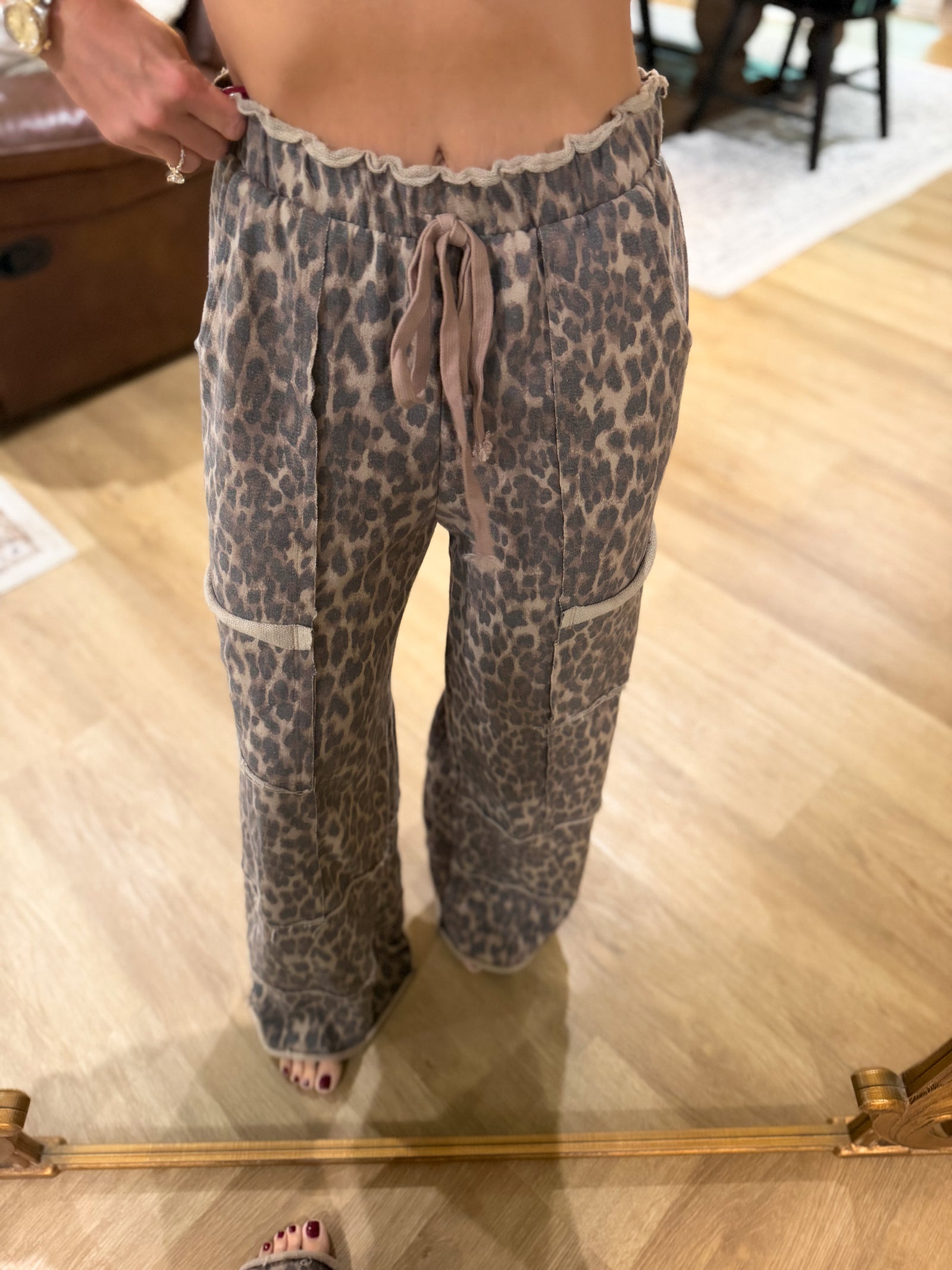 Carter Leopard Mineral Washed Wide Leg Pants