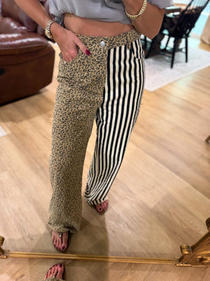 Mandi Mix & Match Leopard Stripe Jeans