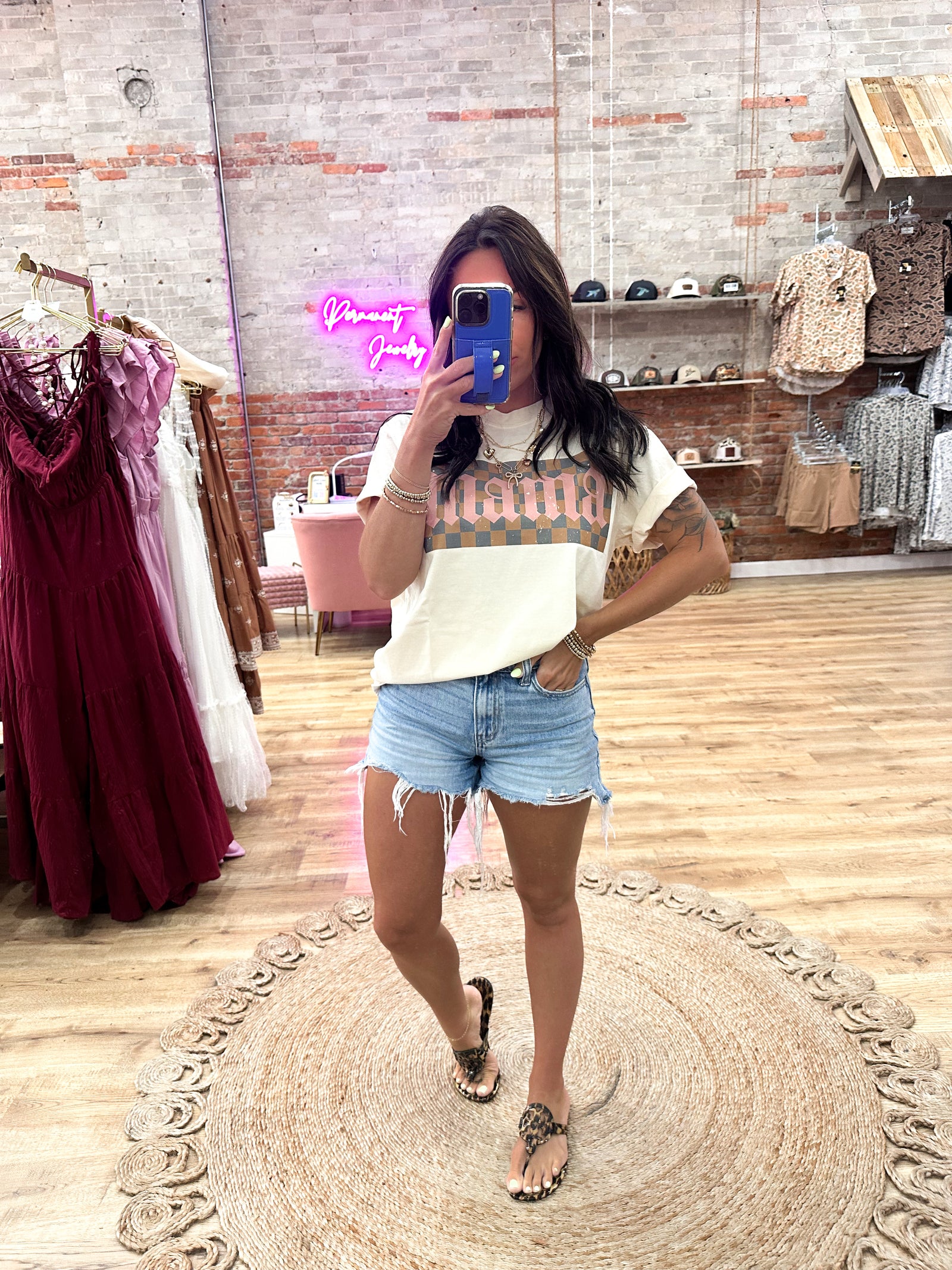 Grungy Checkered Mama Comfort Color Tee