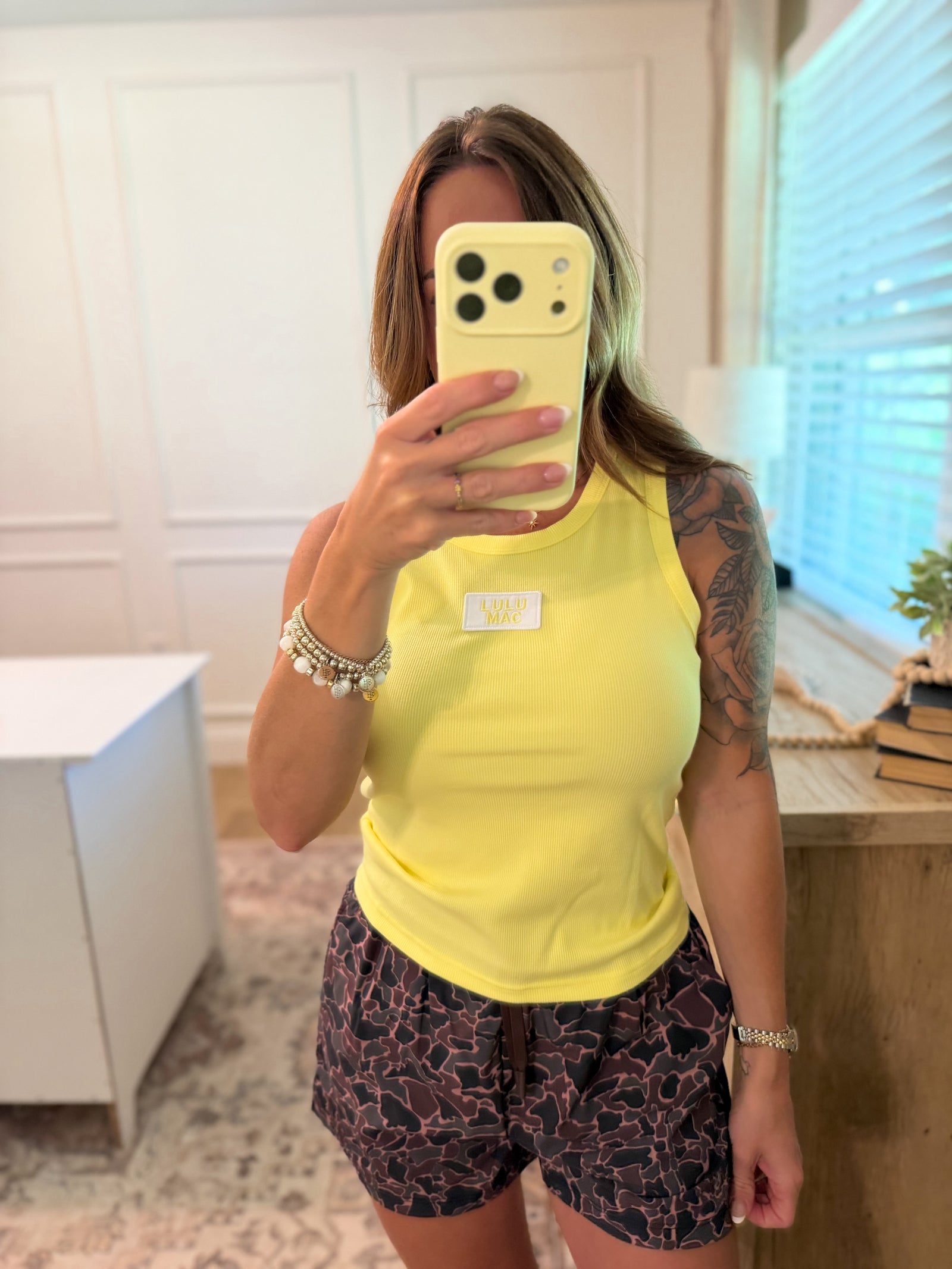 Old Row High Waisted Camo Shorts - Brown