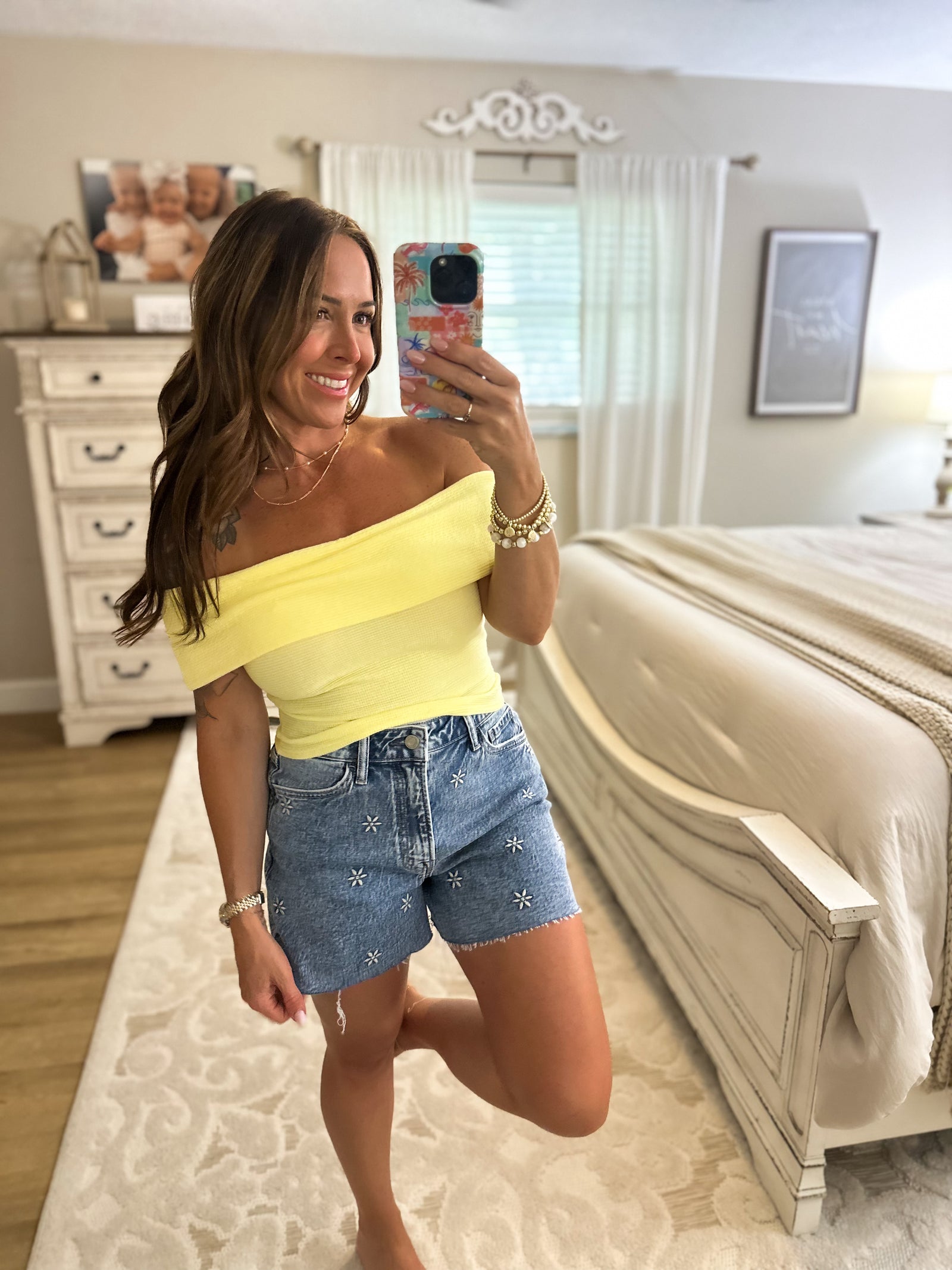 Kai Off Shoulder Knit Crop Top - Banana