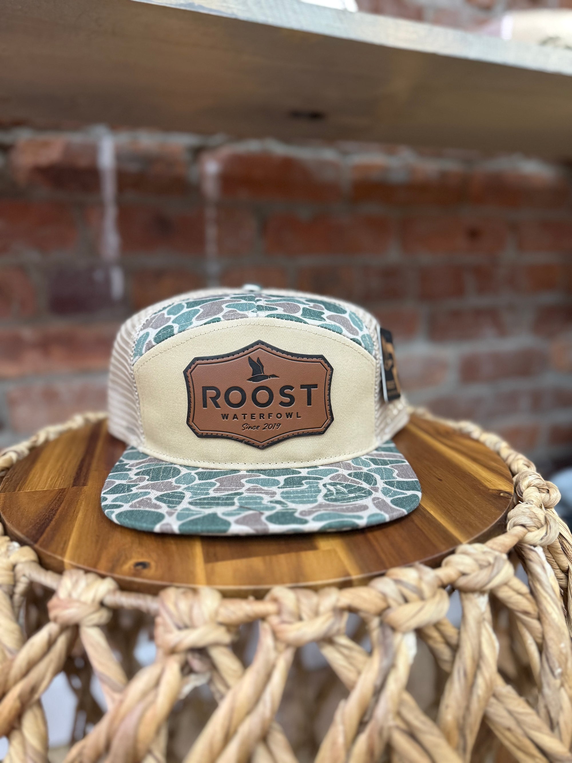 Roost Camo 7 Panel Shield Leather Patch Hat