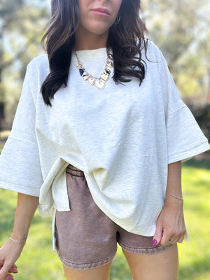 DOORBUSTER - Karli Side Slit Top - Vanilla