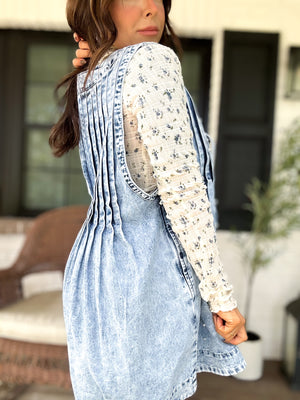 Alyssa Denim Pearl Romper - Denim - QUICK PREORDER