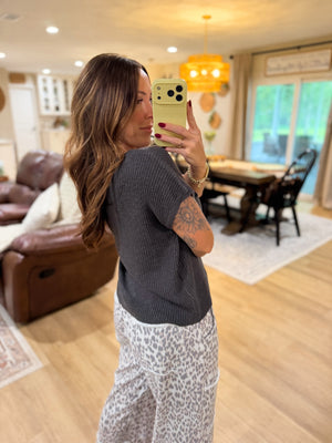 Deanna Dolman Cap Sleeve Knit Sweater Top