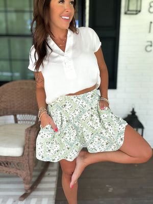 For A Moment Flowy Pleated Shorts