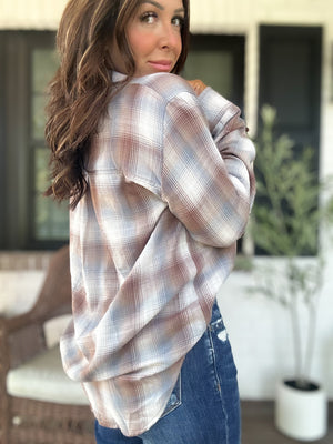 Can't Live Without You Flannel Top- Mocha