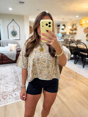 Local Girl Boxy Crop Tee - Forest Desert Camo