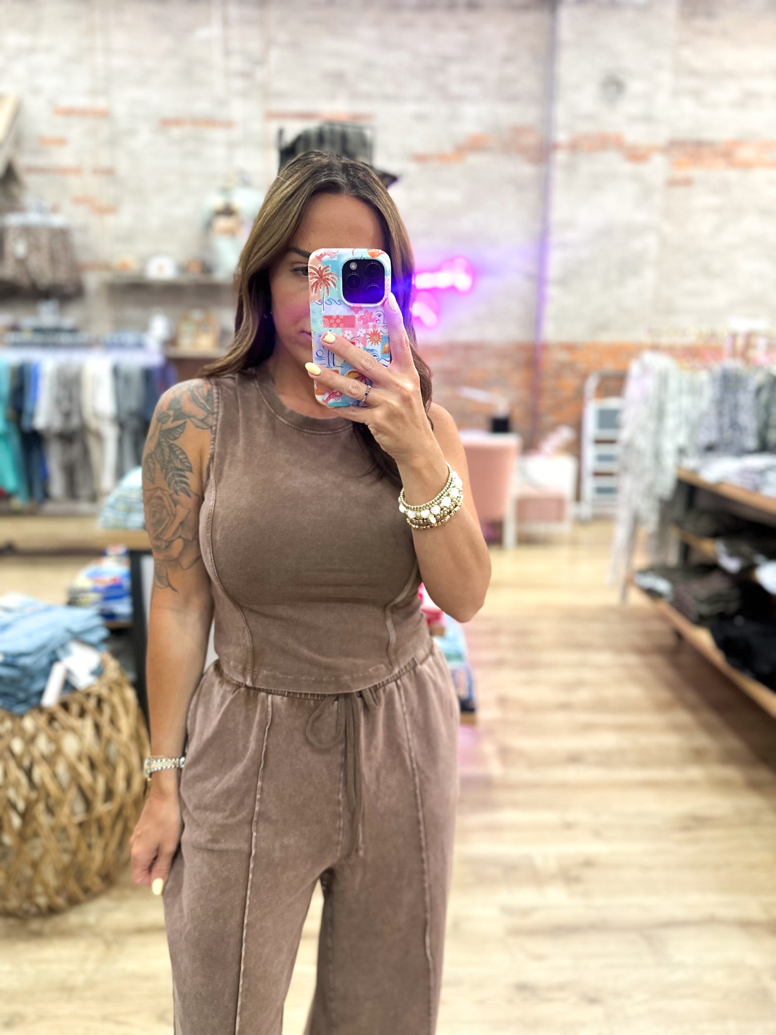 Let's Just Stay Home Lounge Bottoms - Chocolate