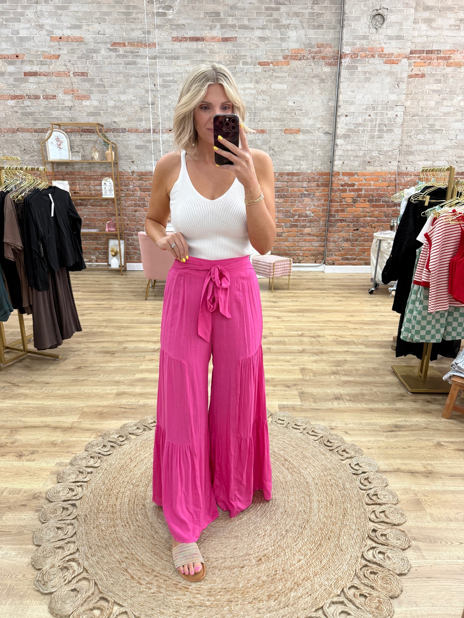 Just So You Know Wide Leg Pants - Hot Pink