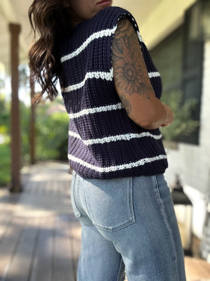 Stacy Button Down Sweater Vest - Navy