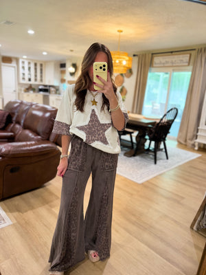 Kyleigh Leopard Lace Star Top - Ivory