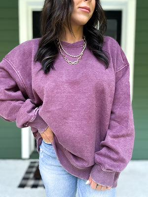 Lennon Acid Wash Oversized Fleece Pullover