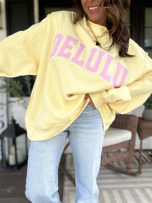 Delulu Embroidered Mock Neck