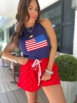 She's A Firecracker Halter Neck Sweater Top - Navy