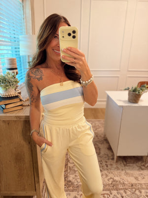Ashlyn Contrast Piping Pants - Butter