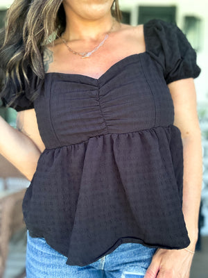 Gone Again Babydoll Lace Up Back Top