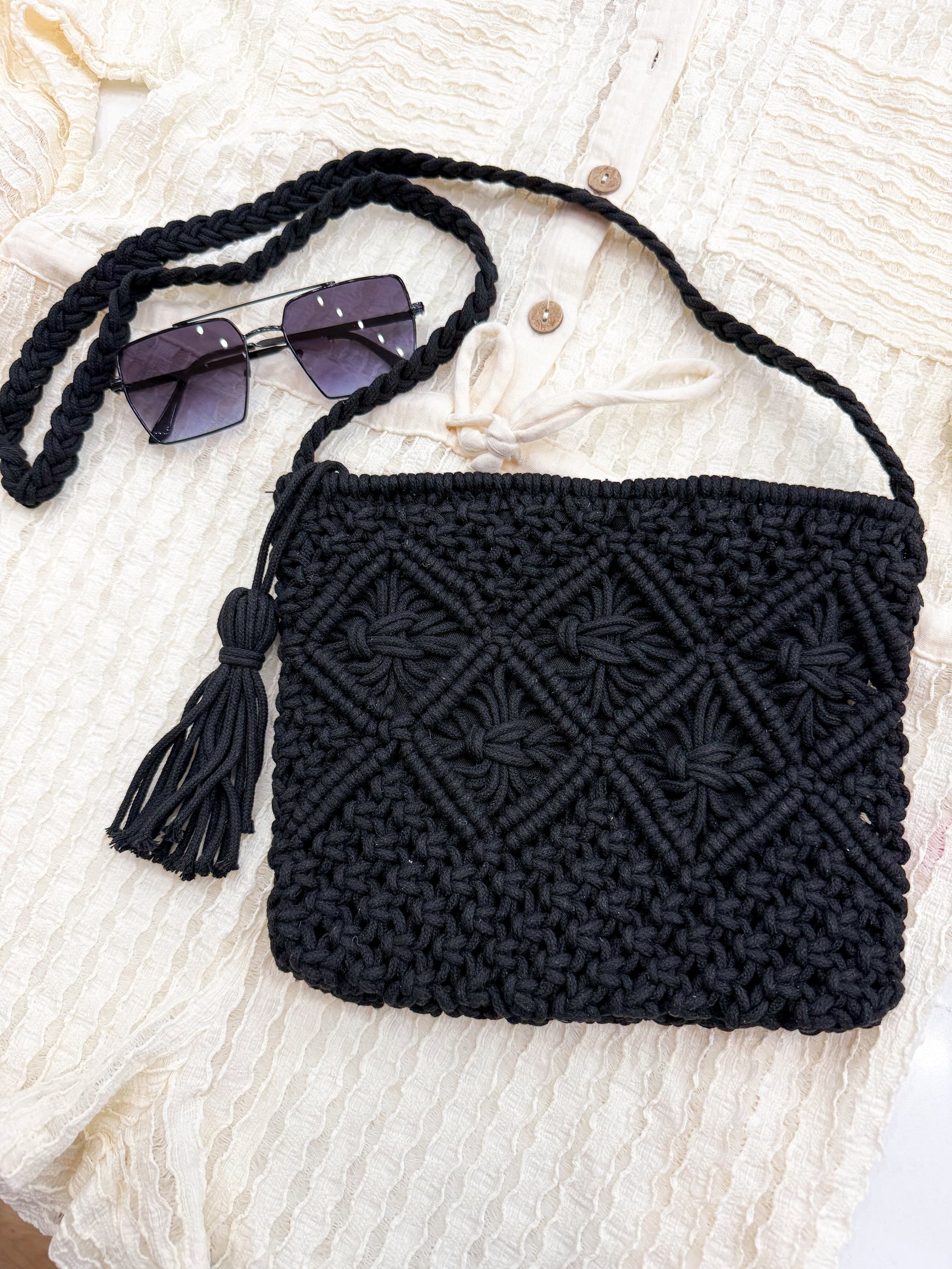Woven Bohemian Tassel Crochet Shoulder Bag