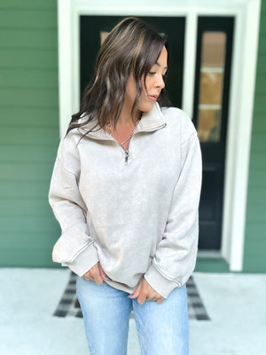 Hollis Acid Wash Fleece Half Zip Pullover