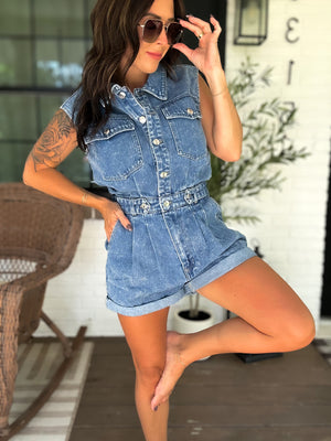 Danielle Washed Denim Romper