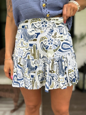 Scottie Western Print Flowy Shorts