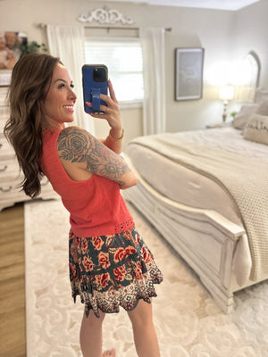 Braylee Crochet Sweater Vest - Coral