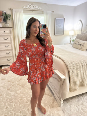Harlow Smocked Crochet Floral Romper