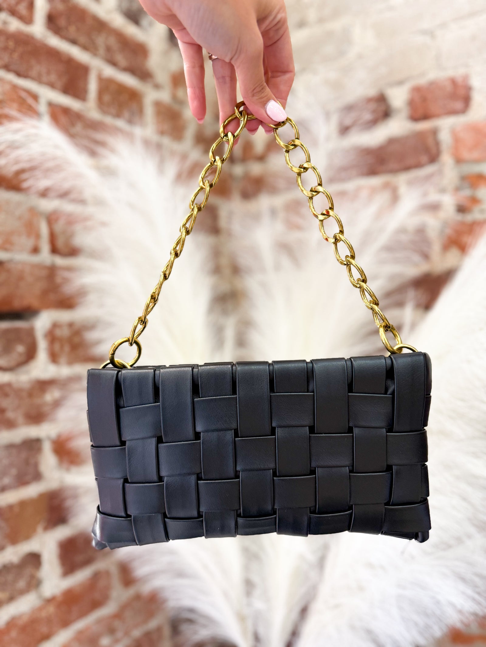 Soft Vegan Leather Woven Weaved Shoulder Bag