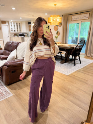 Brianna Striped Knit Drop Shoulder Top