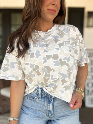 Local Girl Boxy Crop Tee - Saltwater Camo