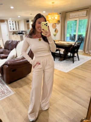 Skye Side Panel Knit Lounge Pants - Taupe