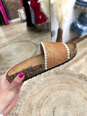Summer Stitched Footbed Sandal - Cognac