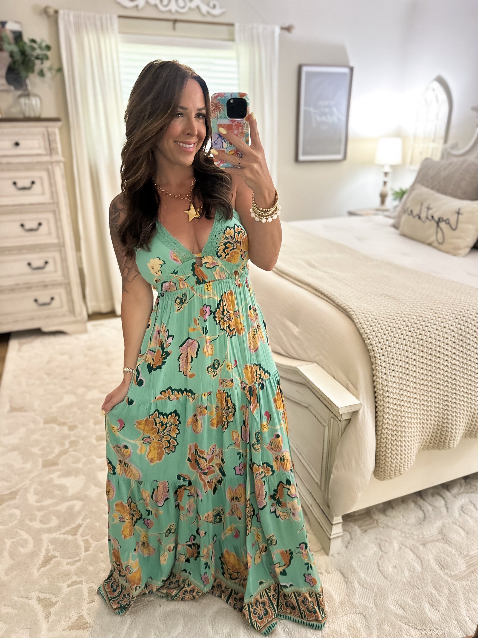 Sydney Lace Trim Boho Maxi Dress