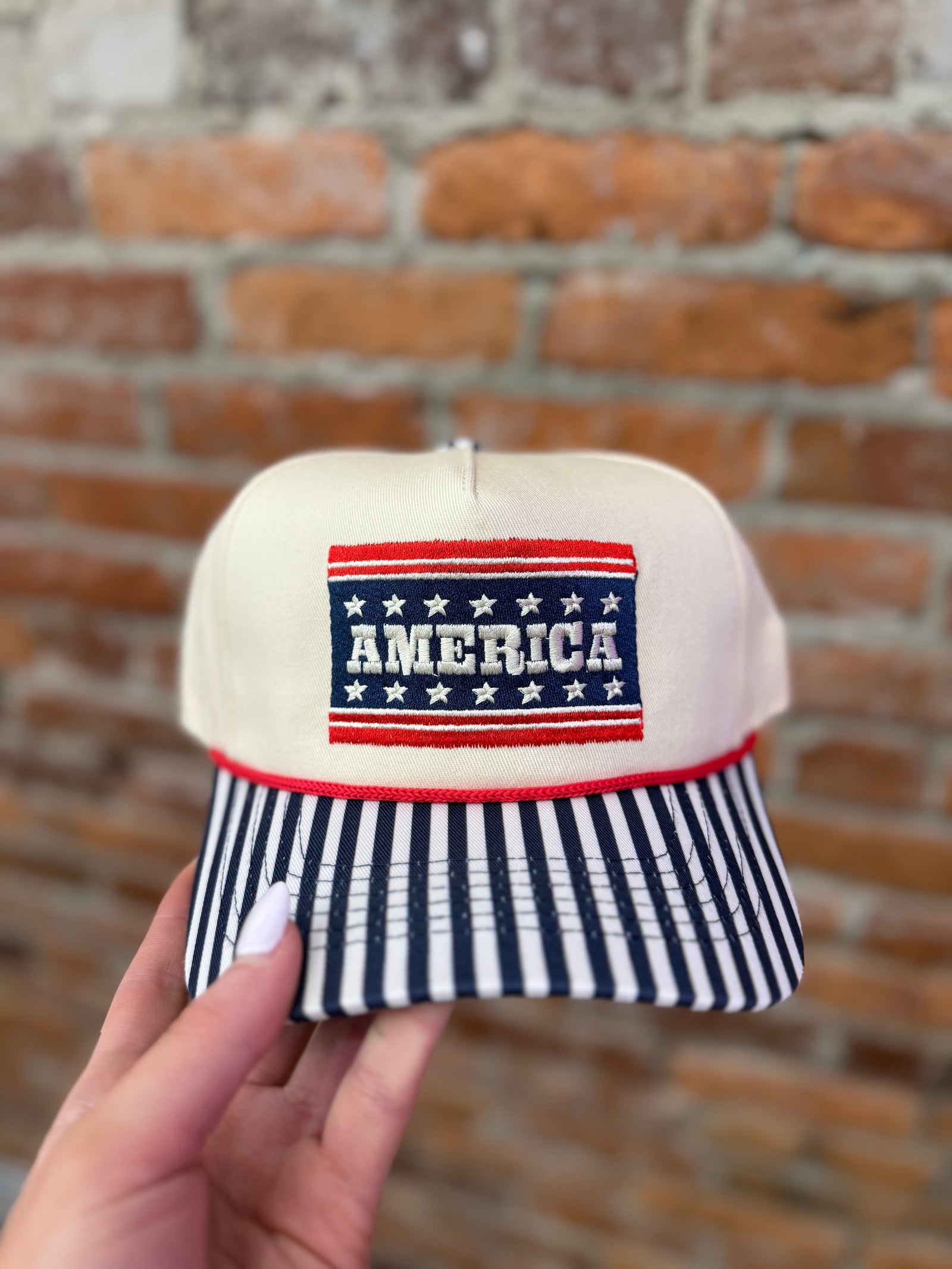 America Striped Trucker Hat