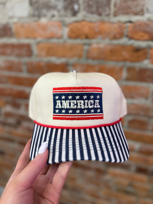 America Striped Trucker Hat