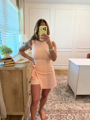 Laney Gingham Print Wrap Tie Romper