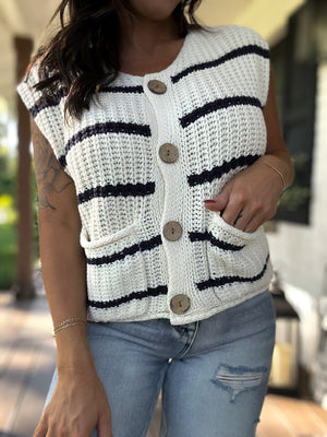 Stacy Button Down Sweater Vest - Ivory