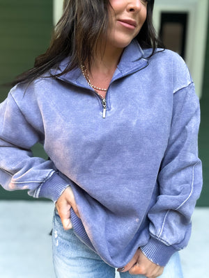 Hollis Acid Wash Fleece Half Zip Pullover