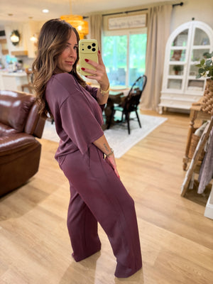 Callum Scuba Oversized Top - Plum
