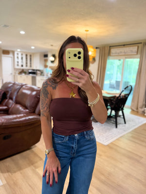 Nothing Compares Double Lined Strapless Top - Chocolate