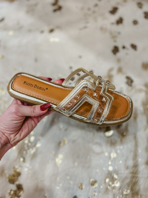 Georgia Flat Studded Sandals - Gold