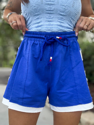 Lady Liberty 4th of July French Terry Shorts - Royal