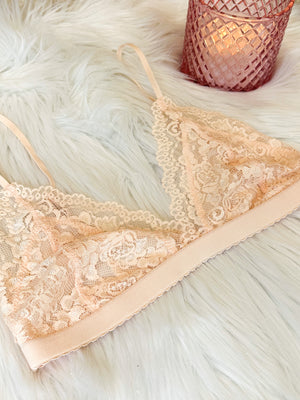 The Best of Me Lace Triangle Bralette - Blush