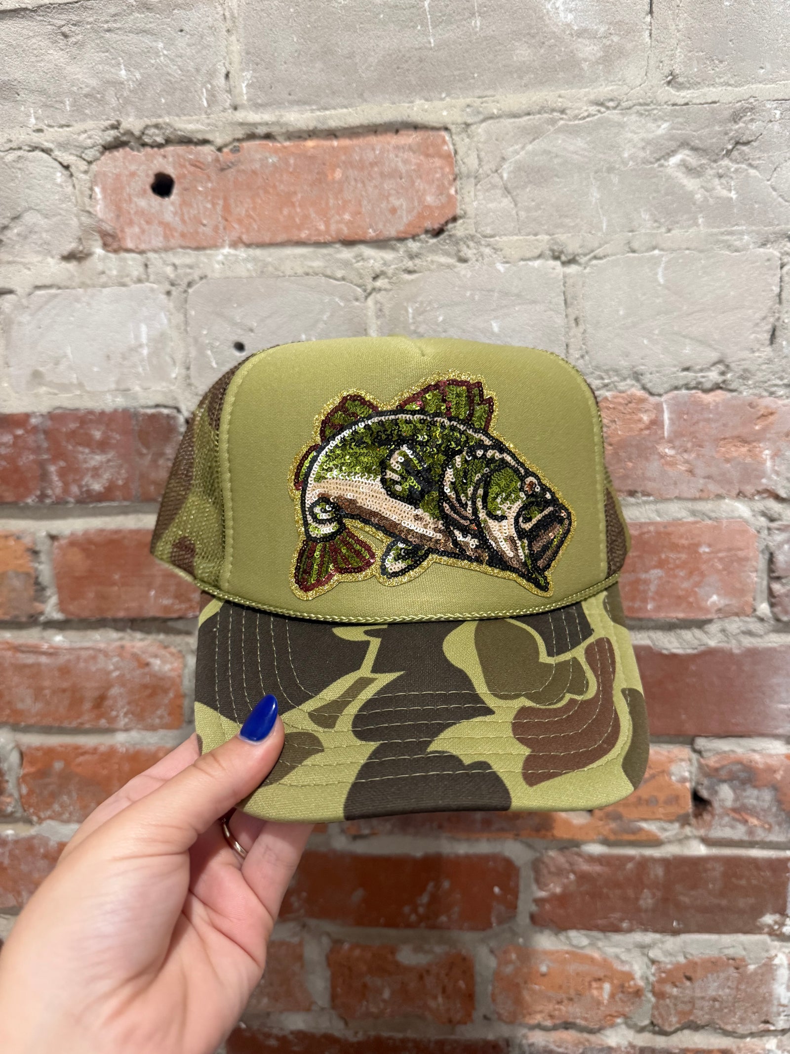 Camo Bass Fishing Trucker Hat