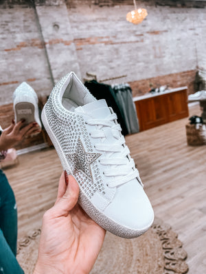 The Audra Rhinestone Sneaker - Silver