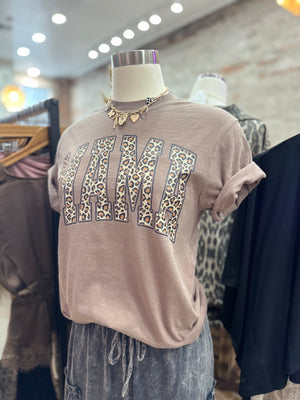 Leopard Mama Comfort Colors Tee - Brown