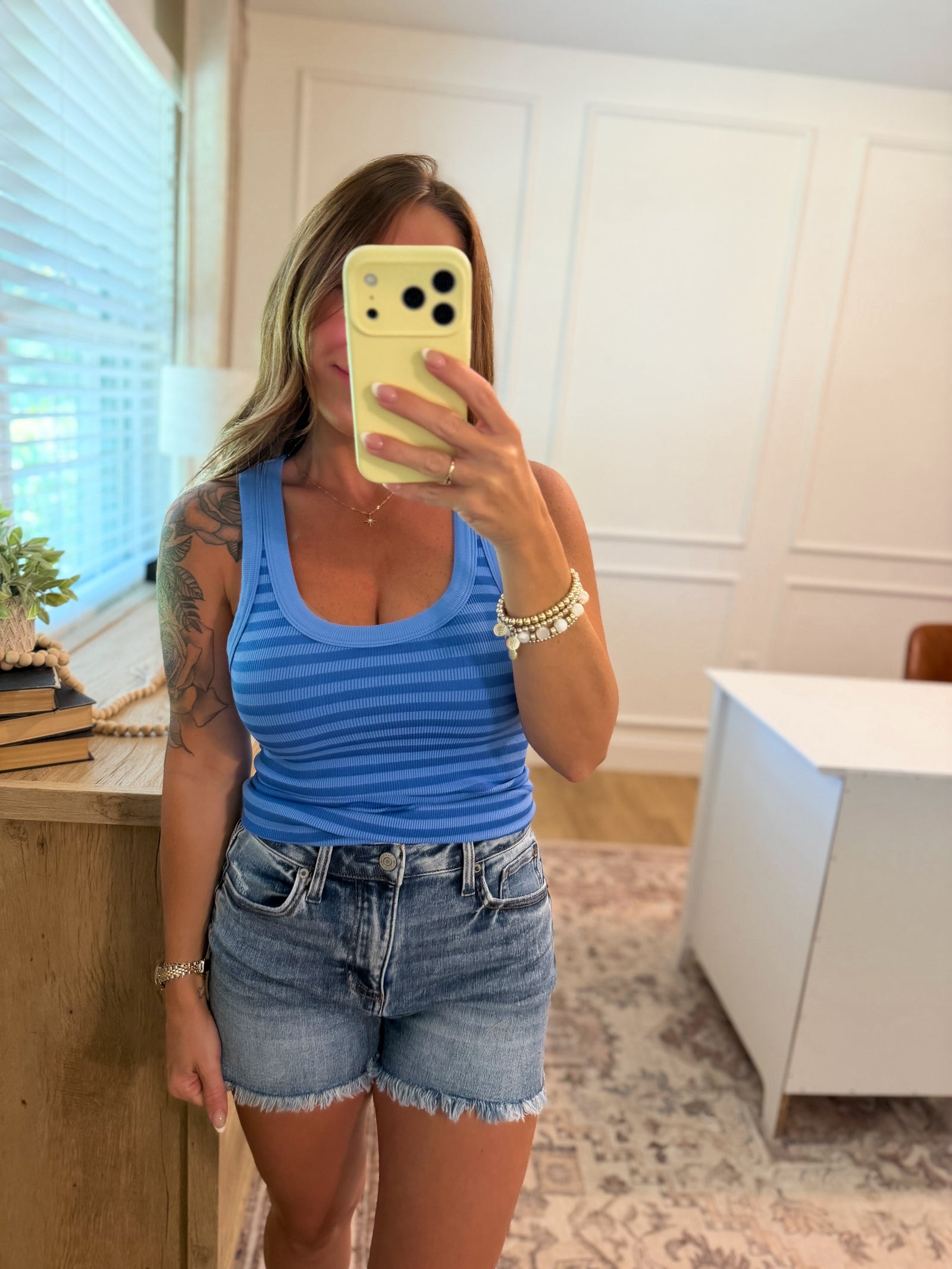 Drake Reversible Striped Tank Top - Marina