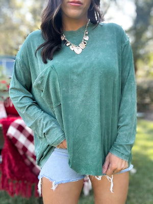 DOORBUSTER - Remi Ribbed Dolman Top - Dark Green