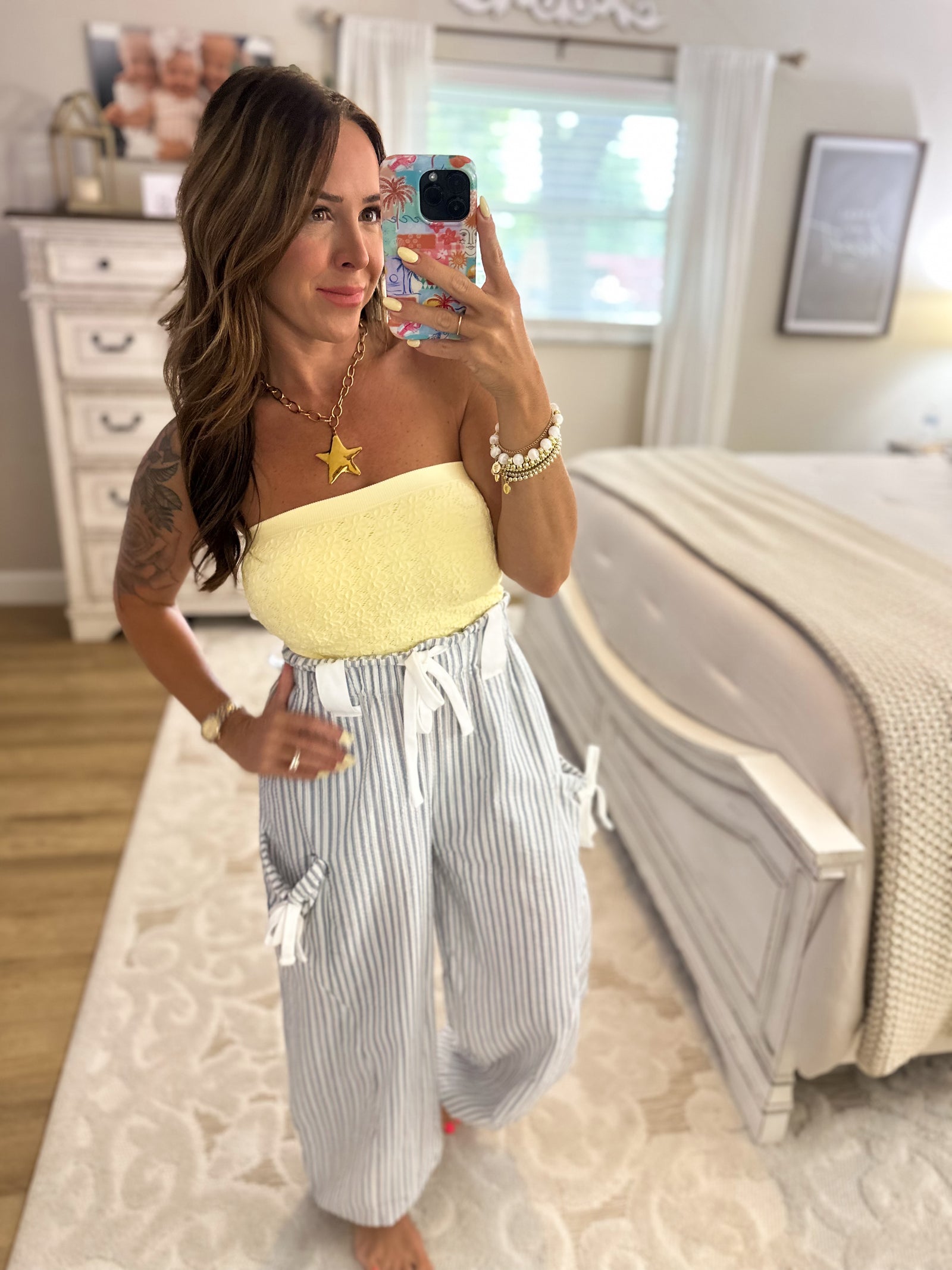 Nanci Floral Lace Tube Top - Banana
