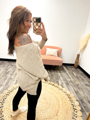 Let's Keep Going Oversized Knit Sweater - Taupe
